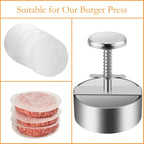 Manual Stainless Steel Hamburger Patty Press with Nonstick Coating