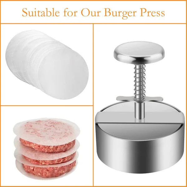 Manual Stainless Steel Hamburger Patty Press with Nonstick Coating
