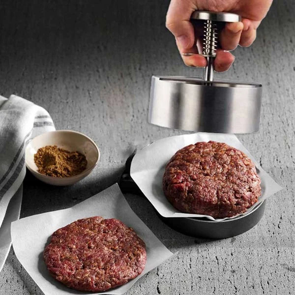 Manual Stainless Steel Hamburger Patty Press with Nonstick Coating