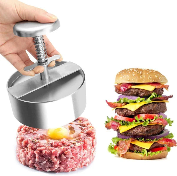 Manual Stainless Steel Hamburger Patty Press with Nonstick Coating