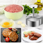 Manual Stainless Steel Hamburger Patty Press with Nonstick Coating