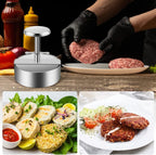 Manual Stainless Steel Hamburger Patty Press with Nonstick Coating