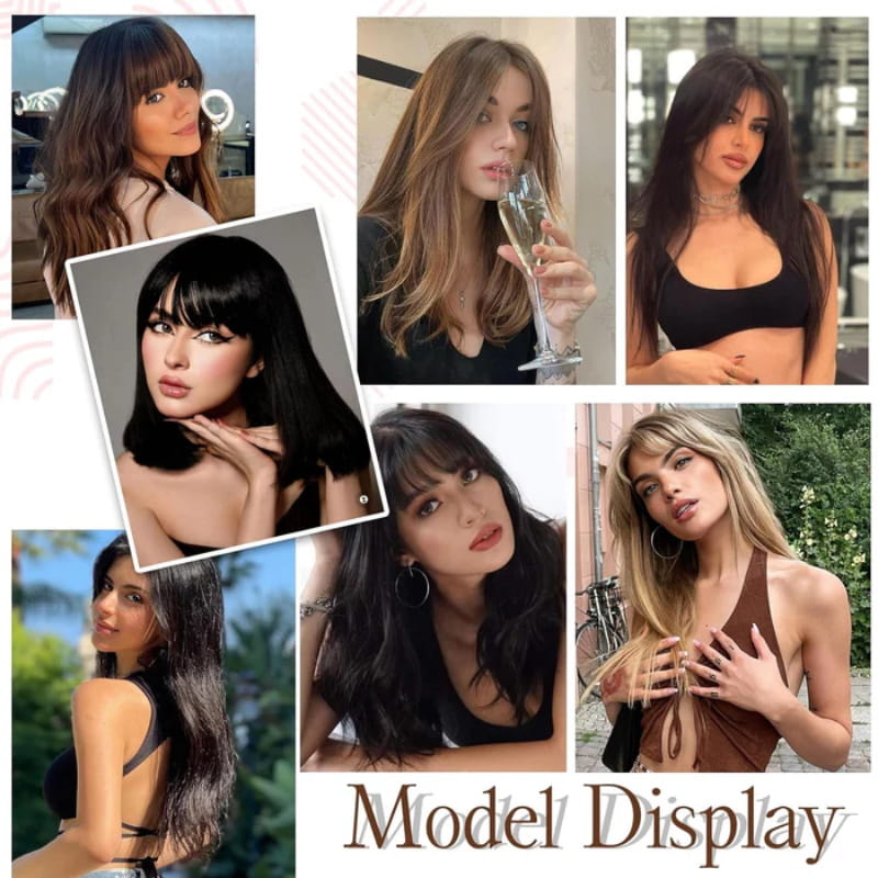 Women's Hairpiece with Adjustable Bangs, High-Temperature Fiber, 30 cm
