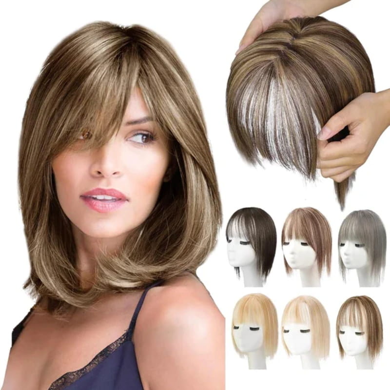 Women's Hairpiece with Adjustable Bangs, High-Temperature Fiber, 30 cm