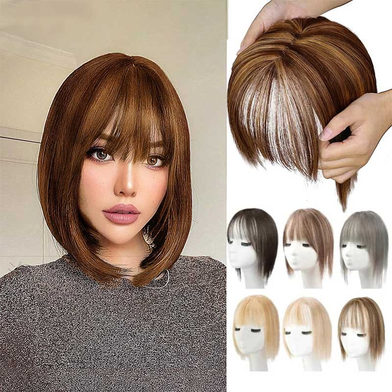 Women's Hairpiece with Adjustable Bangs, High-Temperature Fiber, 30 cm