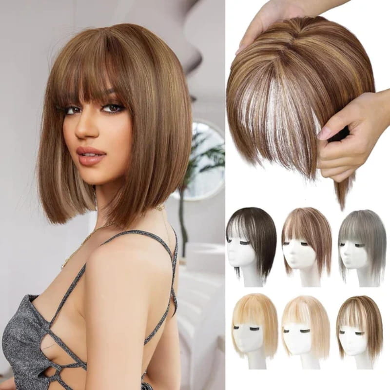 Women's Hairpiece with Adjustable Bangs, High-Temperature Fiber, 30 cm
