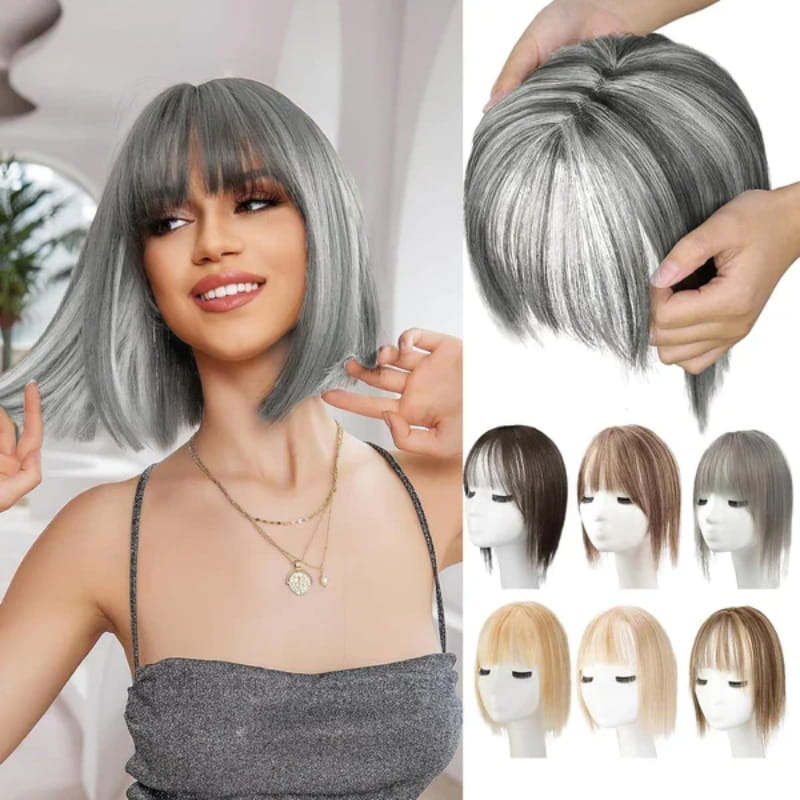 Women's Hairpiece with Adjustable Bangs, High-Temperature Fiber, 30 cm