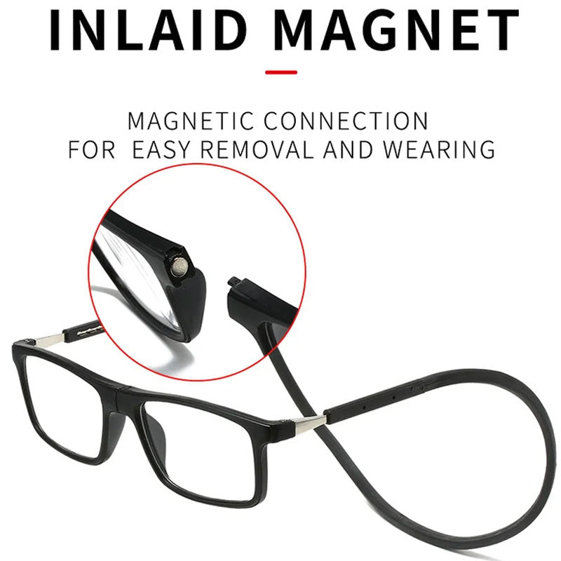 Magnetic Neck-Hanging Reading Glasses with PC Frame, AC Lenses
