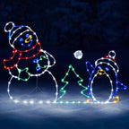 Animated LED Snowball Fight Outdoor Christmas Decor, Snowman and Penguin