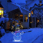 Animated LED Snowball Fight Outdoor Christmas Decor, Snowman and Penguin