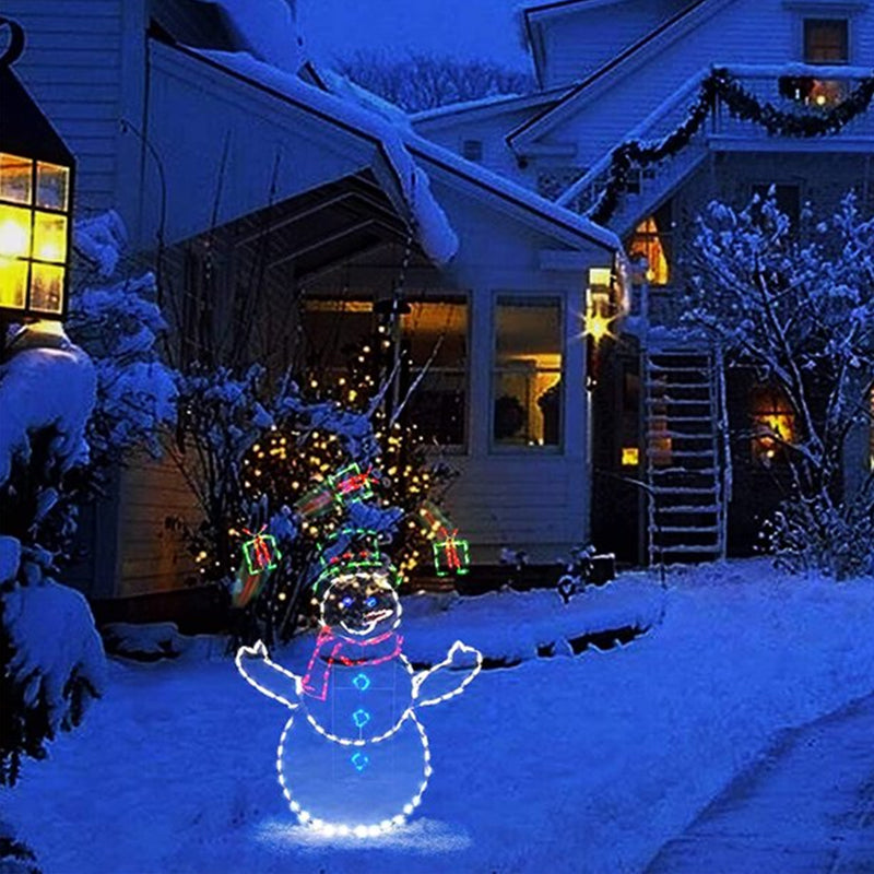 Animated LED Snowball Fight Outdoor Christmas Decor, Snowman and Penguin