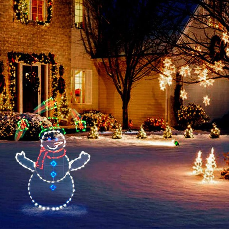Animated LED Snowball Fight Outdoor Christmas Decor, Snowman and Penguin