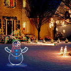 Animated LED Snowball Fight Outdoor Christmas Decor, Snowman and Penguin