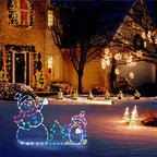 Animated LED Snowball Fight Outdoor Christmas Decor, Snowman and Penguin