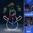 Animated LED Snowball Fight Outdoor Christmas Decor, Snowman and Penguin