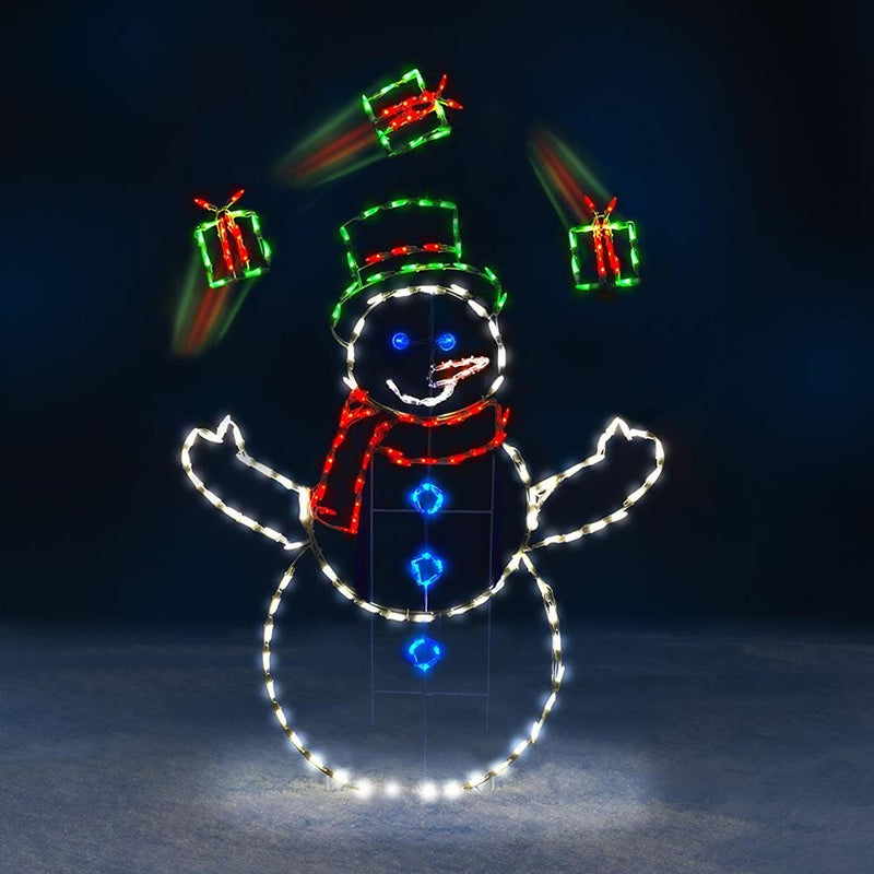 Animated LED Snowball Fight Outdoor Christmas Decor, Snowman and Penguin