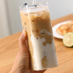 Square Borosilicate Glass To-Go Cup with Lid, 6 Inches High, 2 Inches Long, view 3