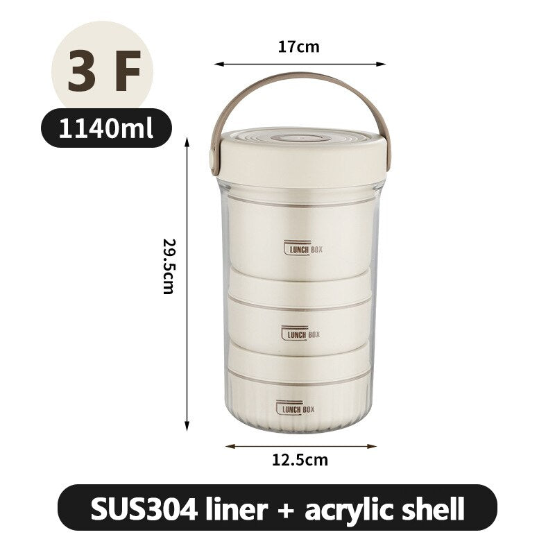 Stackable Stainless Steel Thermal Lunch Box, 1020ml/1140ml, view 13