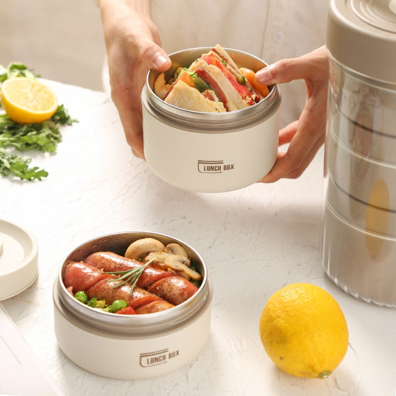 Stackable Stainless Steel Thermal Lunch Box, 1020ml/1140ml, view 2