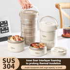 Stackable Stainless Steel Thermal Lunch Box, 1020ml/1140ml, view 4