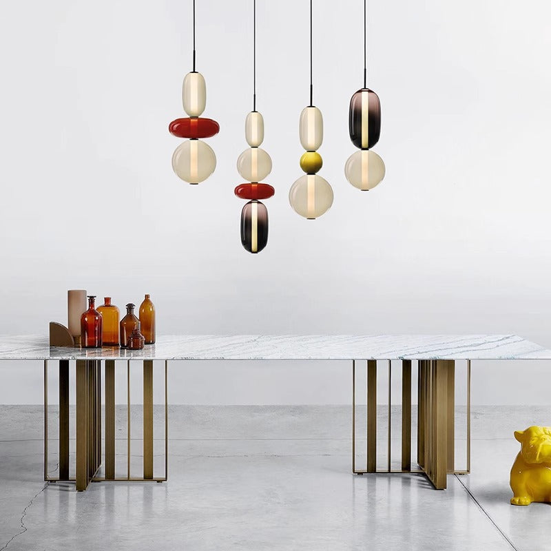 Stacked Orb Glass Pendant with Mixed Surface | Thrascher
