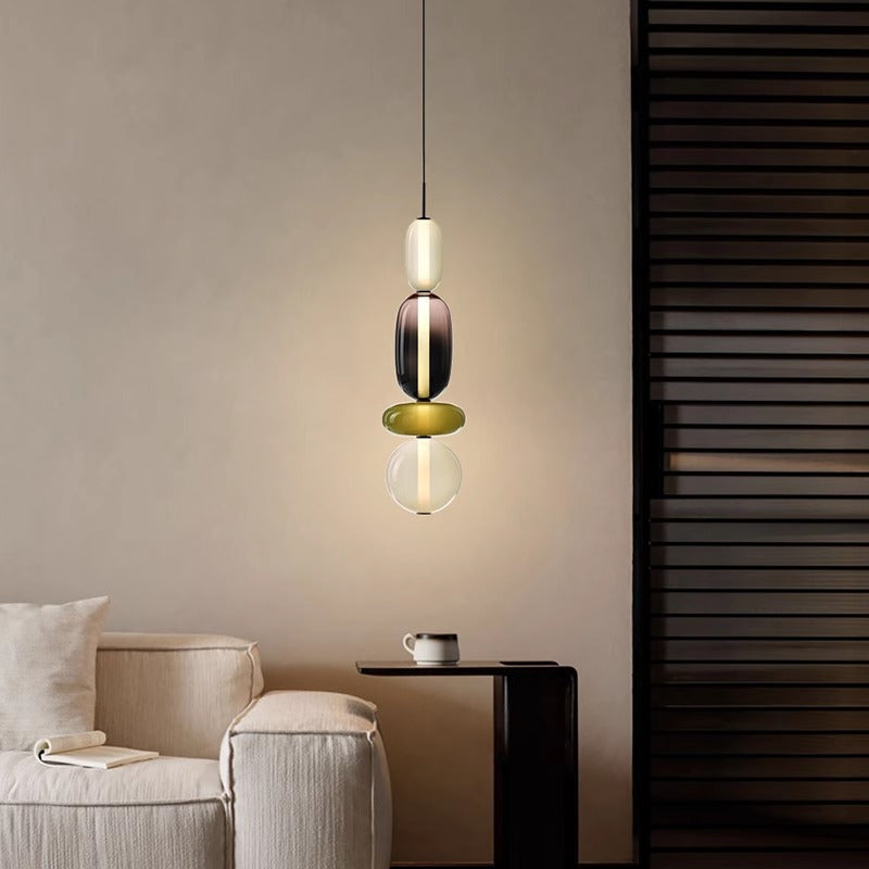 Stacked Orb Glass Pendant with Mixed Surface | Thrascher