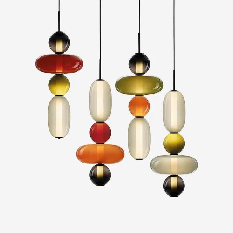Stacked Orb Glass Pendant with Mixed Surface | Thrascher