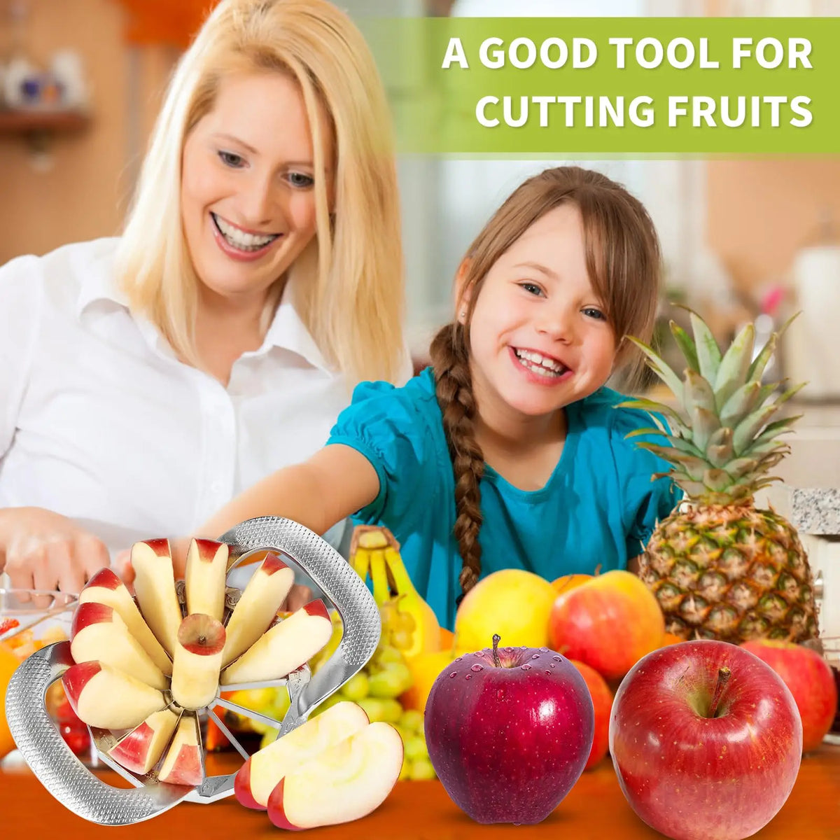Heavy Duty Stainless Steel Apple Slicer and Fruit Cutter, 12 Blades, 20cm x 12cm