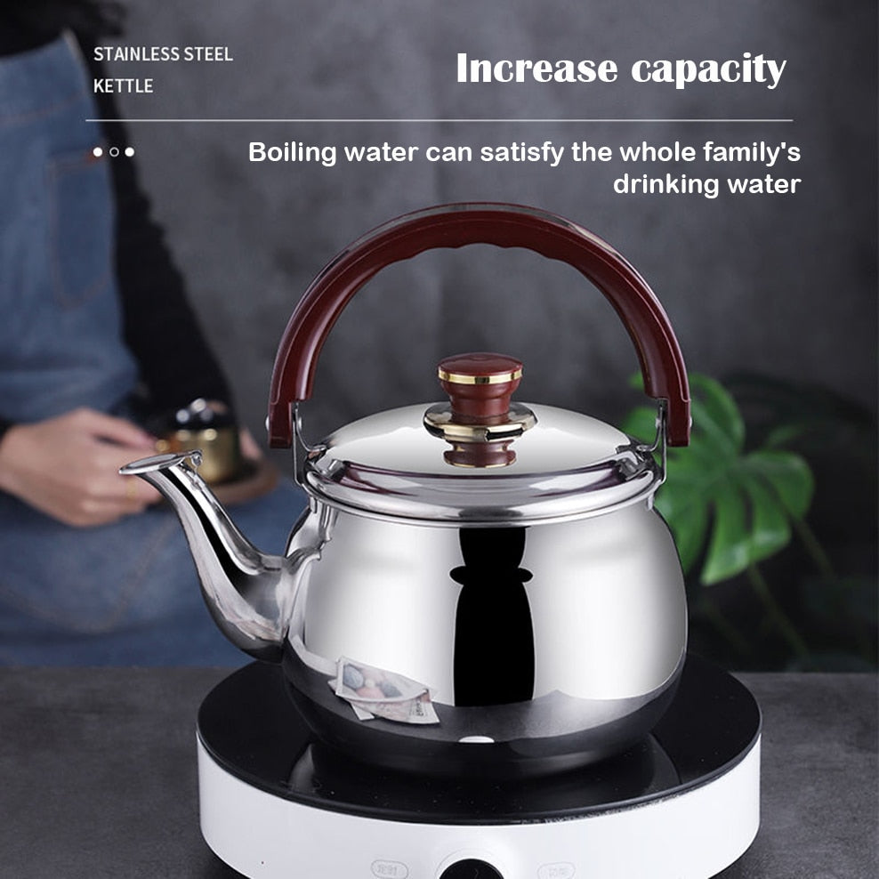 Thick-Walled Stainless Steel Whistling Stovetop Kettle, 0.6–2.7 L
