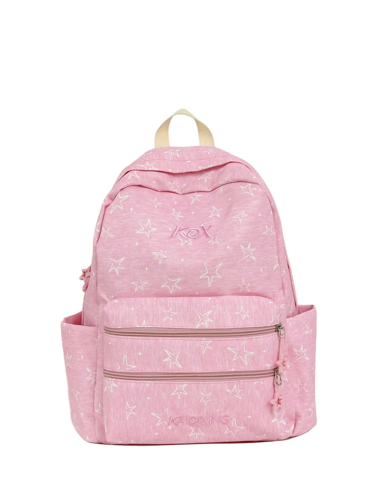 Star-Embellished Fabric Casual Backpack with Padded Straps, view 2