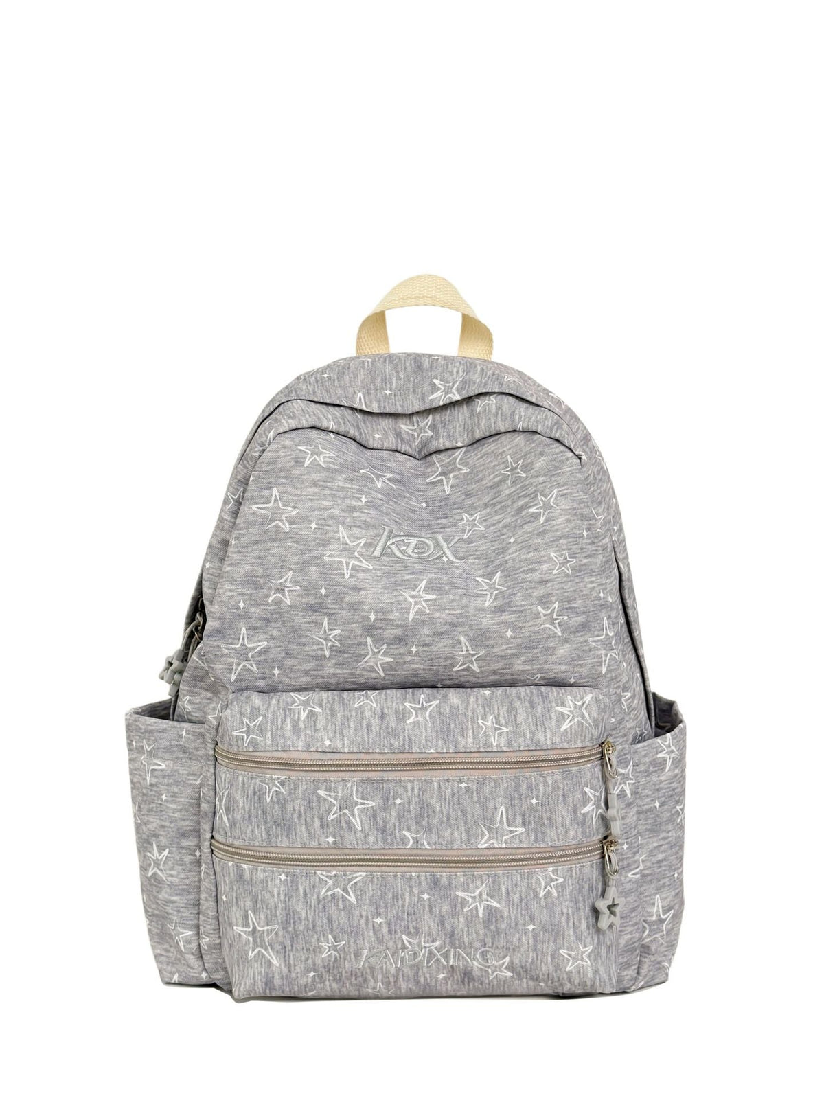 Star-Embellished Fabric Casual Backpack with Padded Straps