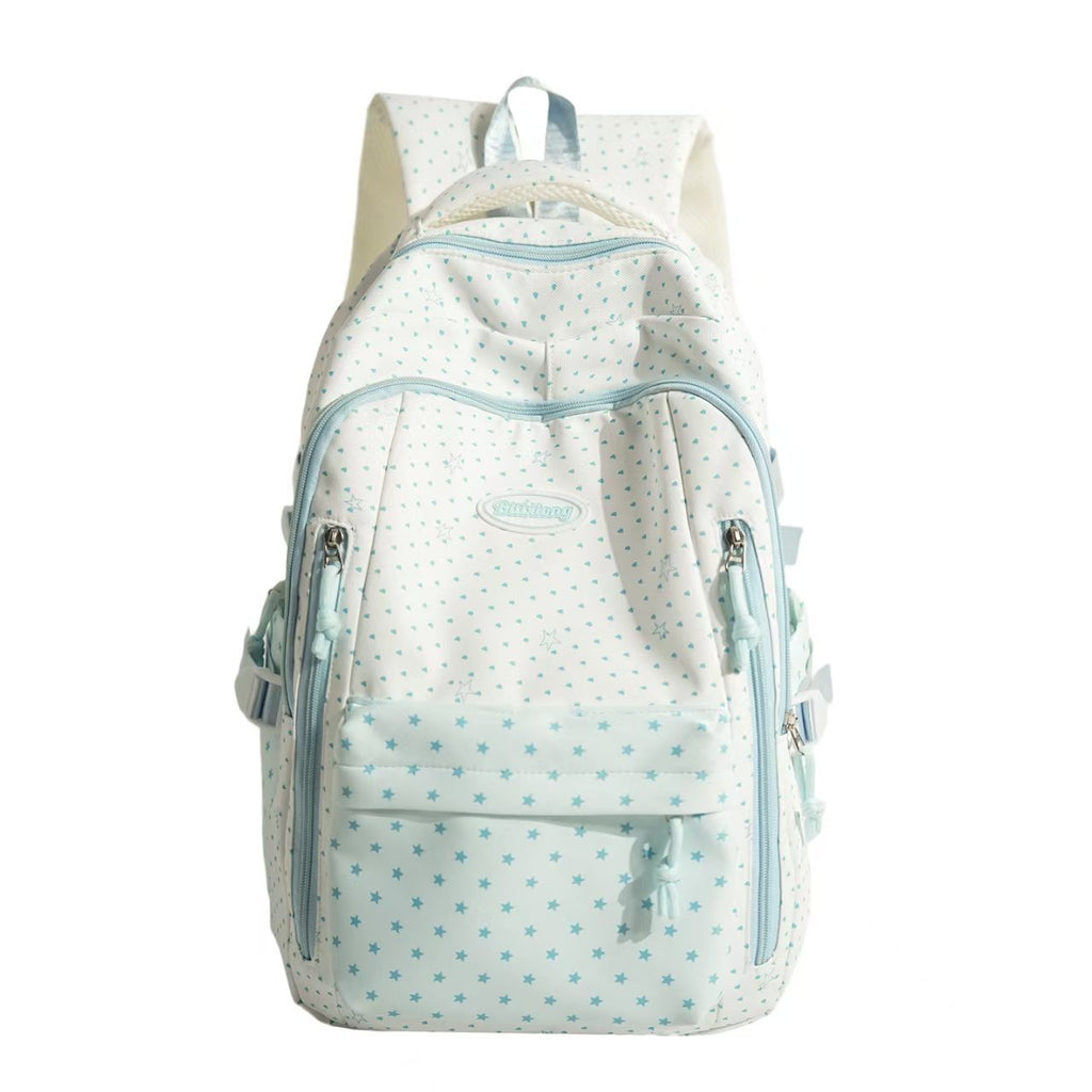 Star Patterned Utility Backpack with Water-Resistant Fabric and Multiple Pockets
