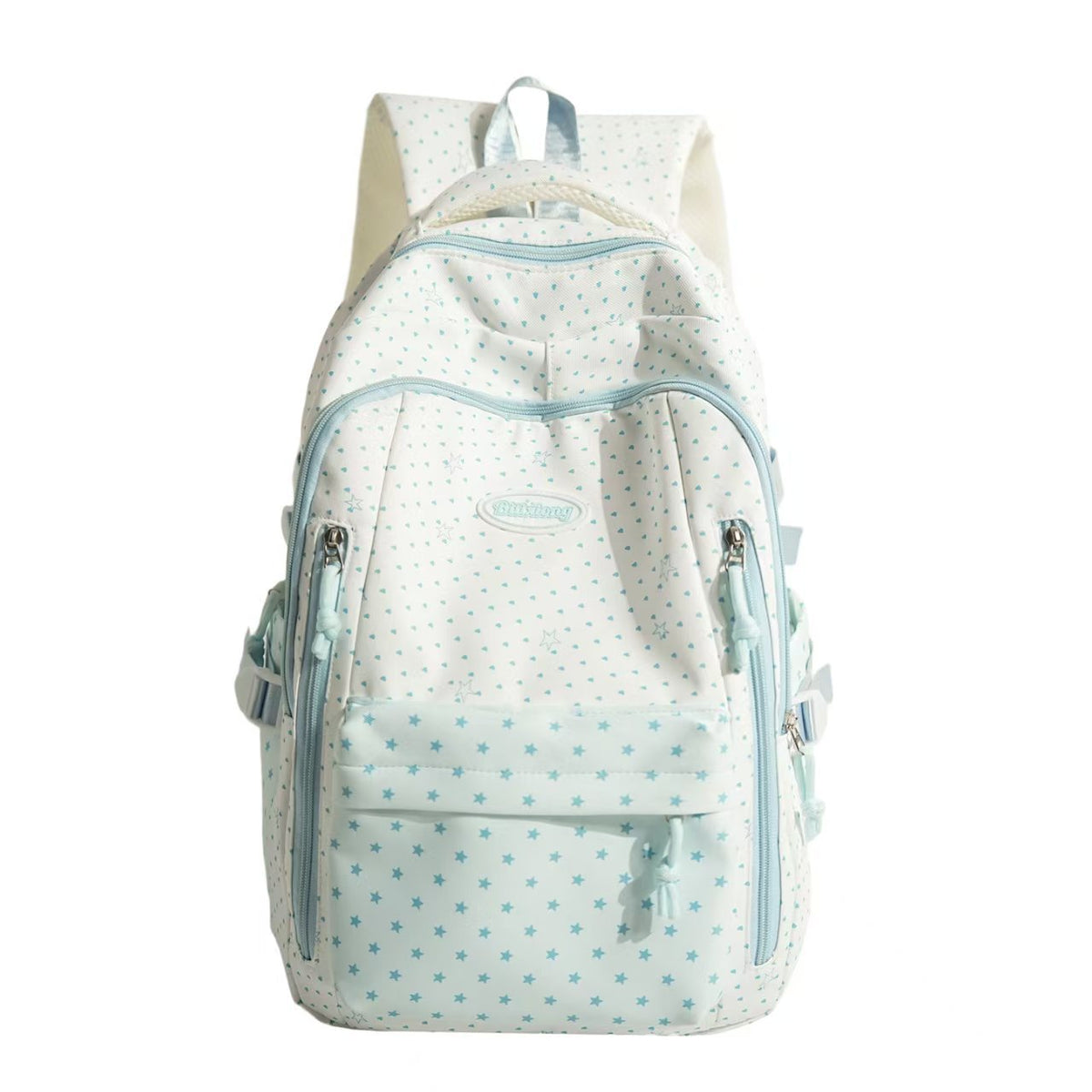 Star Patterned Utility Backpack with Water-Resistant Fabric and Multiple Pockets