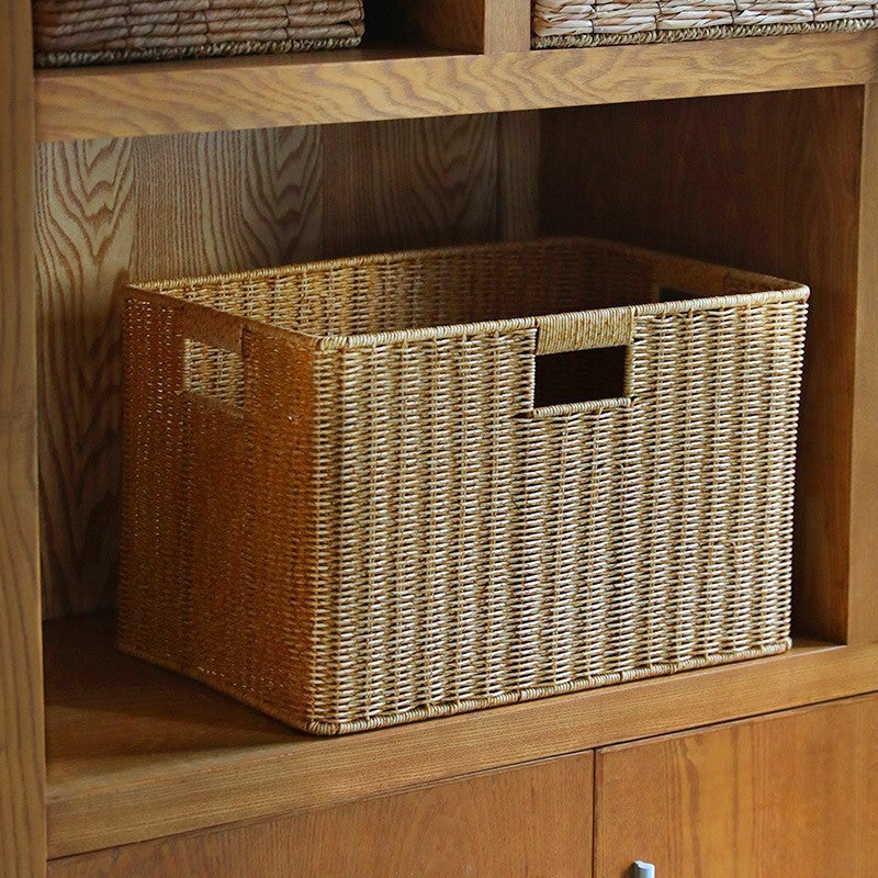 Storage Basket made of Natural Rattan Brown Khaki | Thrascher