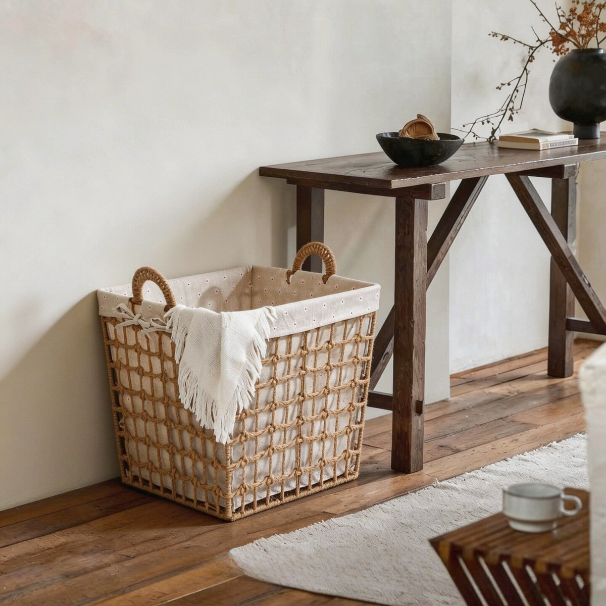 Storage Basket with Decorative Fabric Lining | Thrascher