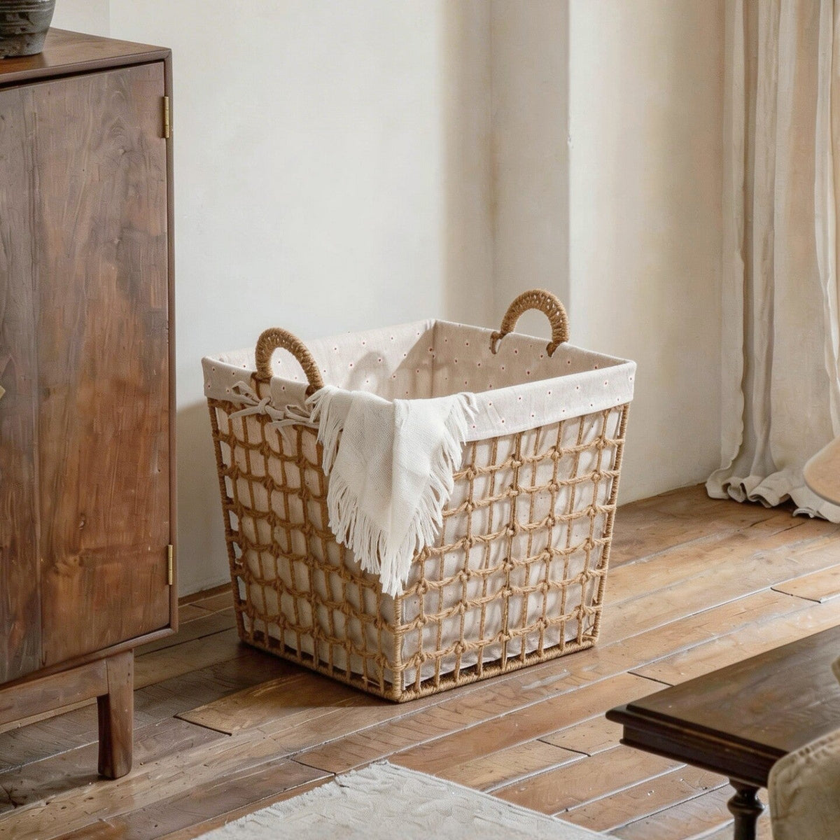 Storage Basket with Decorative Fabric Lining | Thrascher
