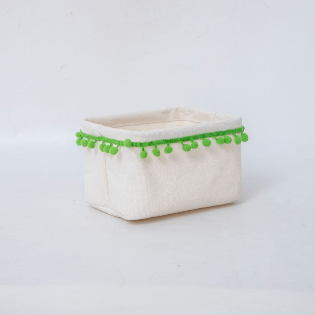 Storage Basket with Decorative Pom-Pom Trim | Thrascher