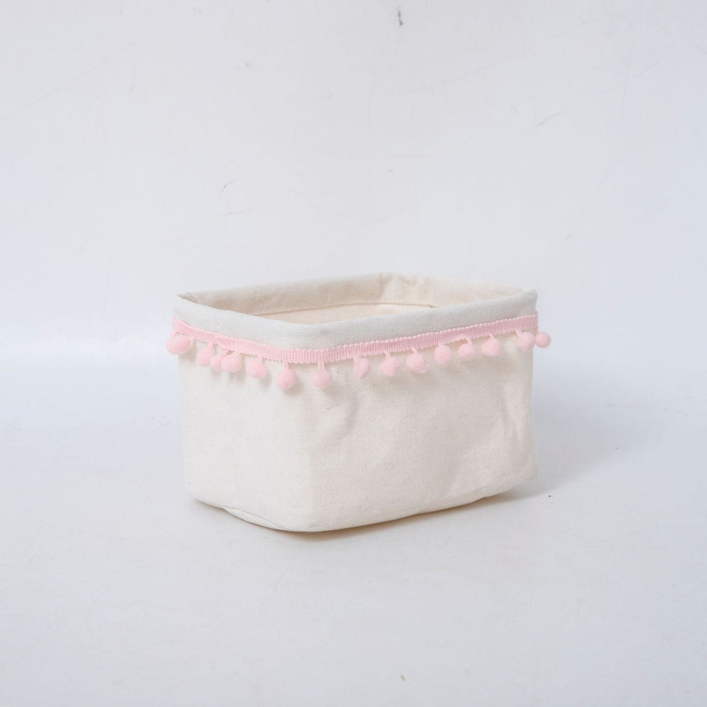 Storage Basket with Decorative Pom-Pom Trim | Thrascher