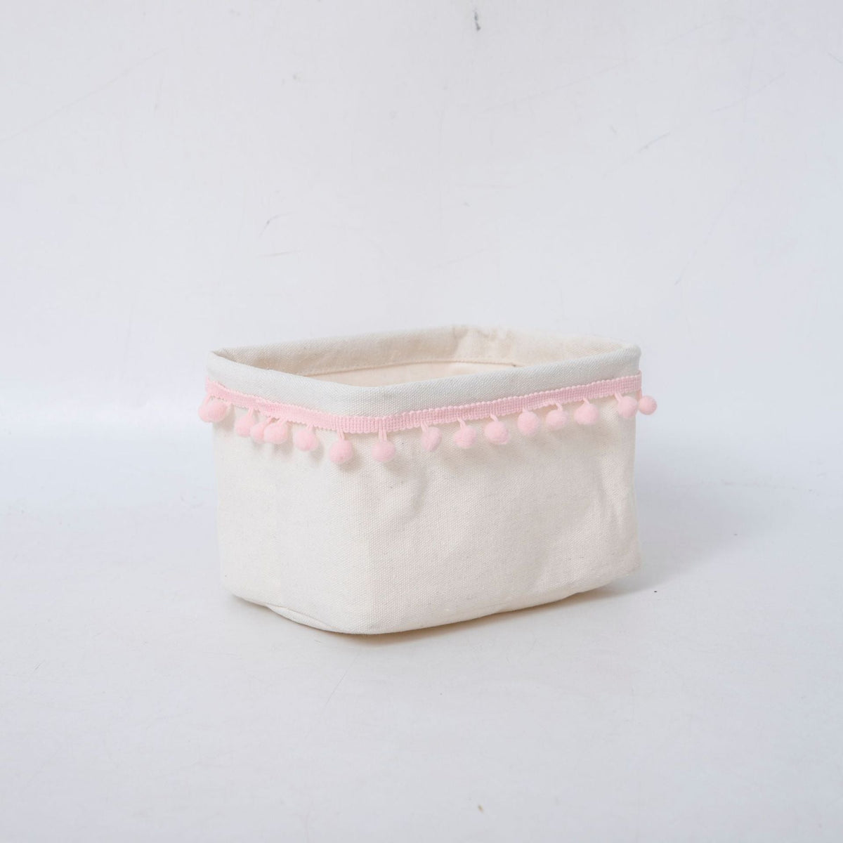 Storage Basket with Decorative Pom-Pom Trim | Thrascher