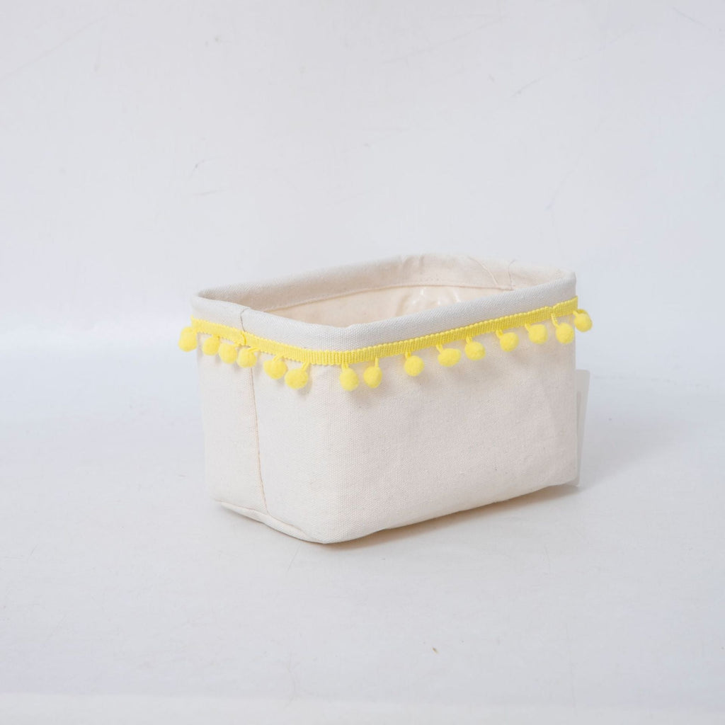 Storage Basket with Decorative Pom-Pom Trim | Thrascher
