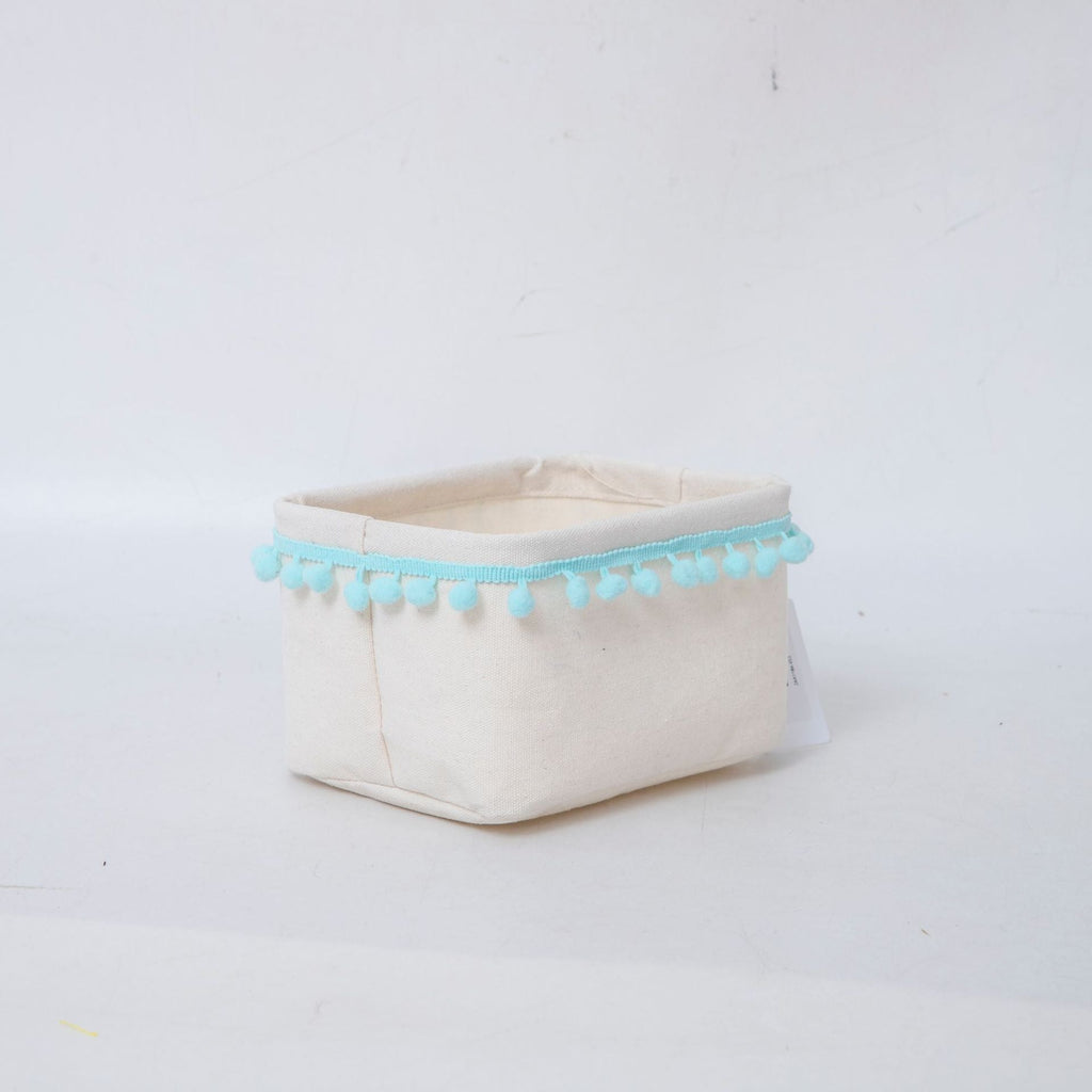 Storage Basket with Decorative Pom-Pom Trim | Thrascher