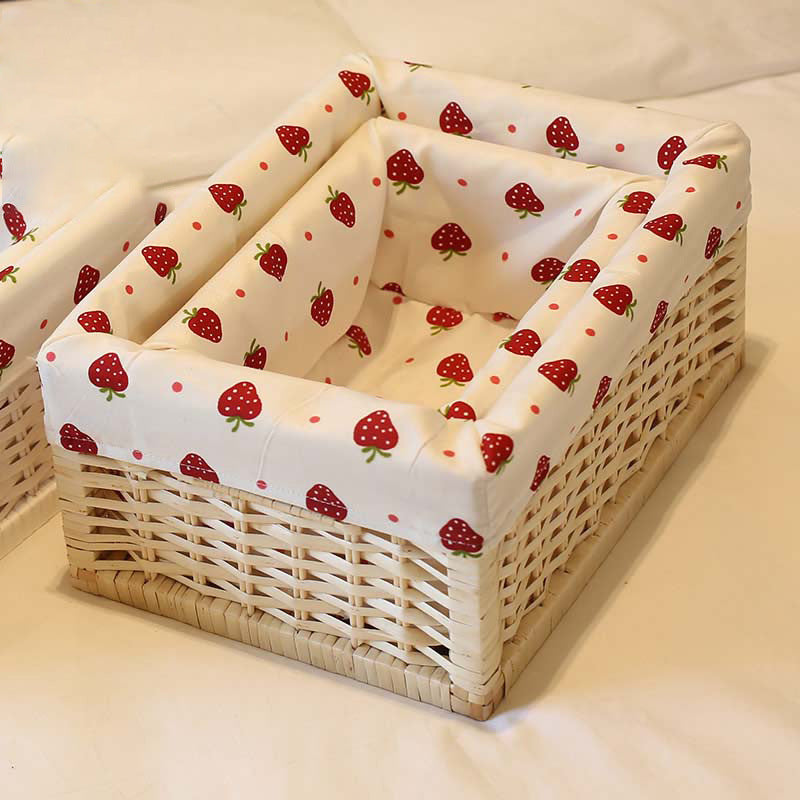 Storage Basket with Decorative Strawberry Fabric | Thrascher