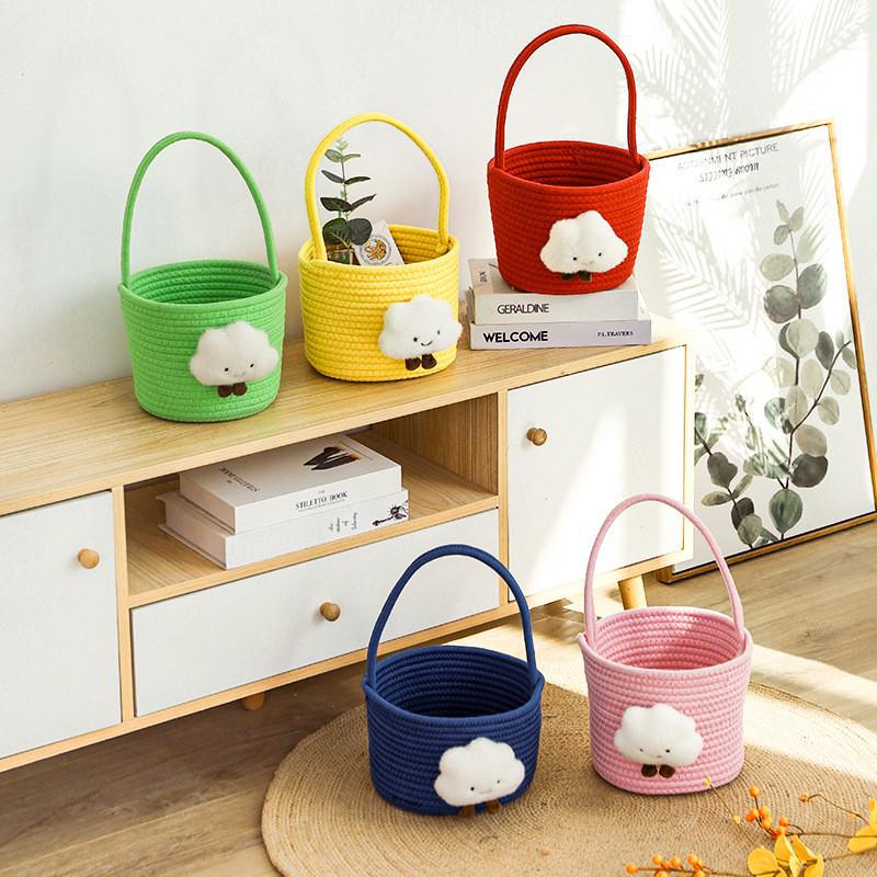 Storage Basket with Playful Cloud Motif | Thrascher