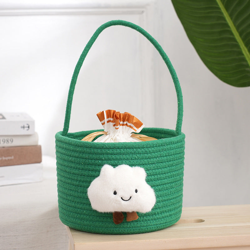 Storage Basket with Playful Cloud Motif | Thrascher