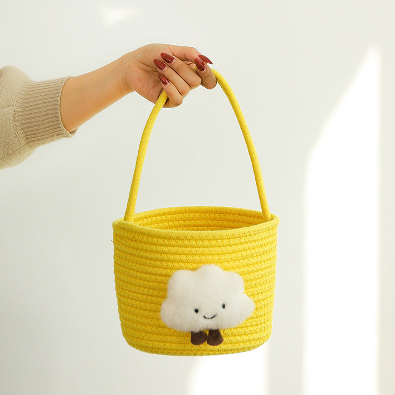 Storage Basket with Playful Cloud Motif | Thrascher