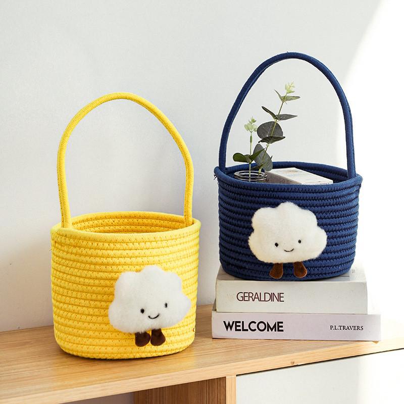 Storage Basket with Playful Cloud Motif | Thrascher