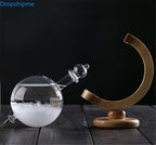 Storm Glass Weather Forecast Bottle Crystal Desktop Barometer with Wooden Base, view 4