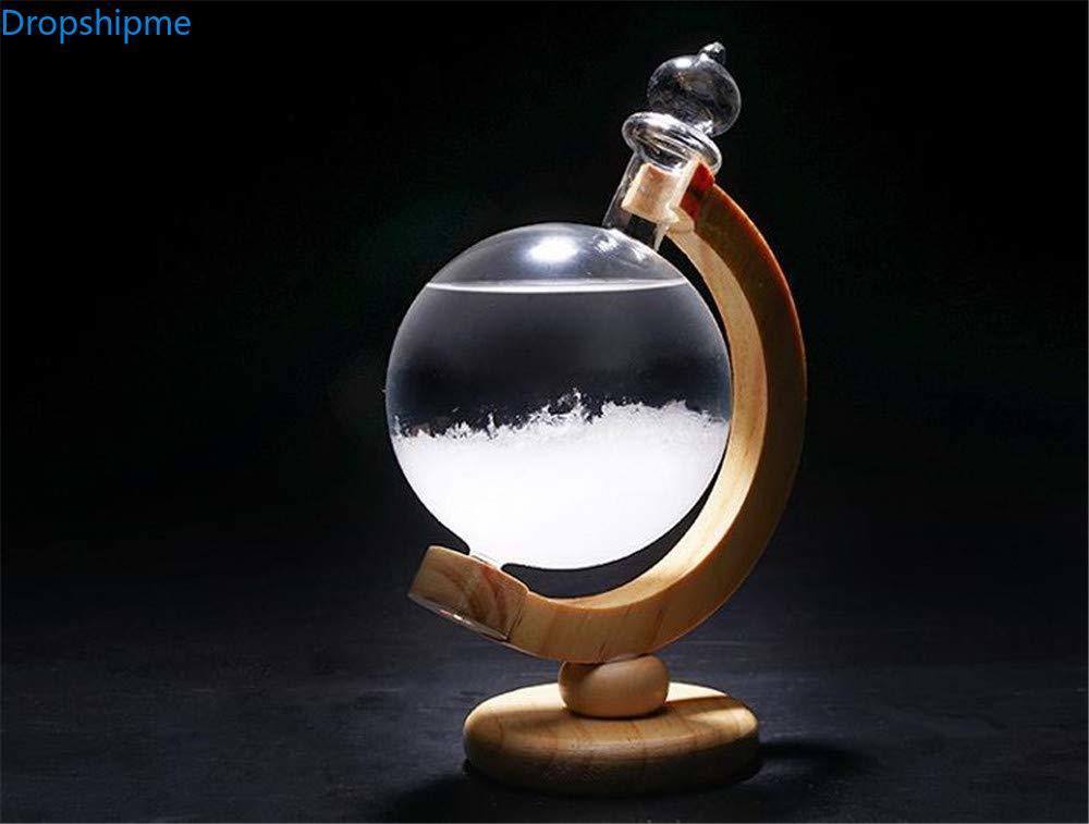 Storm Glass Weather Forecast Bottle Crystal Desktop Barometer with Wooden Base, view 5