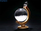 Storm Glass Weather Forecast Bottle Crystal Desktop Barometer with Wooden Base, view 5
