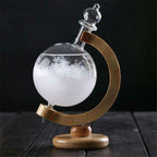 Storm Glass Weather Forecast Bottle Crystal Desktop Barometer with Wooden Base